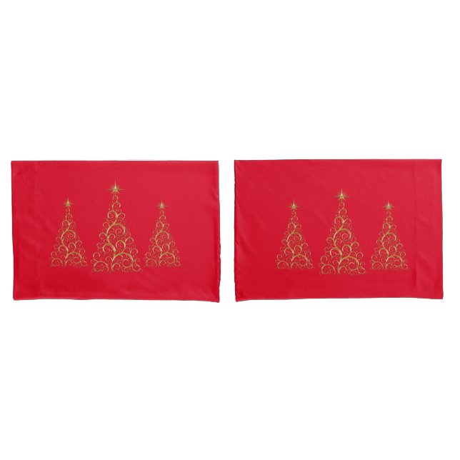 Holiday Christmas Trees Pillowcase Set (Front-Set)