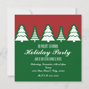 Holiday Christmas Trees Red & Green Invitations