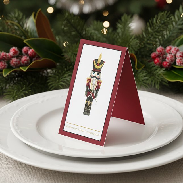 Holiday Christmas Watercolor Nutcracker Place Card (Créateur téléchargé)