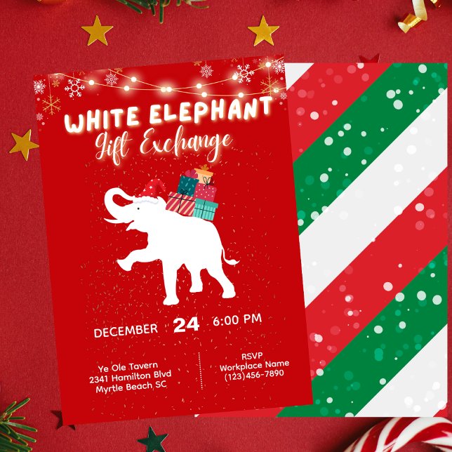 Holiday Christmas White Elephant Gift Exchange Invitation (Creator Uploaded)