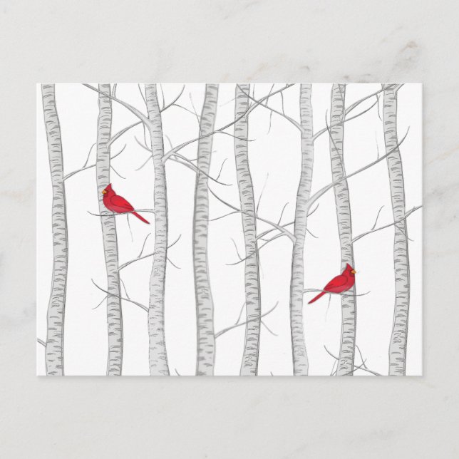 holiday Christmas Winter Red Cardinal Woodland Postcard (Front)
