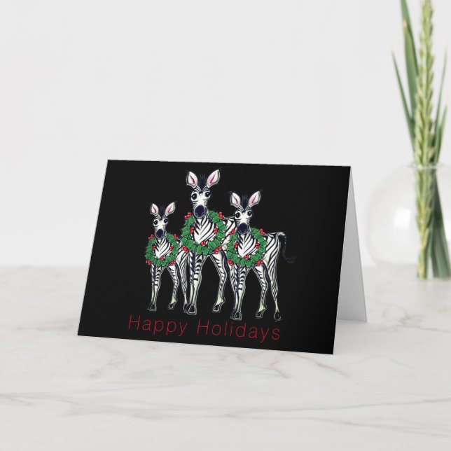 Holiday Christmas  Zebras, wreath (Front)