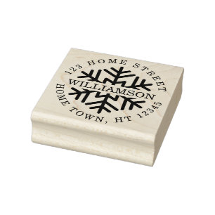 Holiday Circular Snowflake Return Address Rubber Stamp