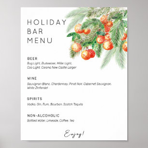 Holiday citrus drinks bar menu poster