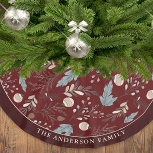 Holiday Classic Floral Winter Greenery Christmas Brushed Polyester Tree Skirt