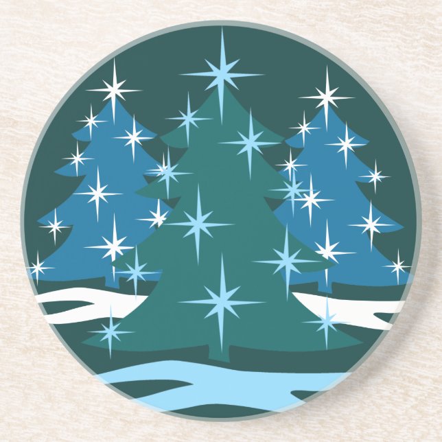 Holiday Coaster Blue Festive Christmas Tree Gift (Front)