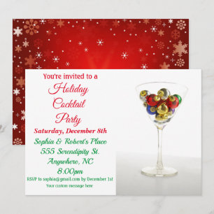 Holiday Cocktail Party Christmas Ornament Martini Invitation