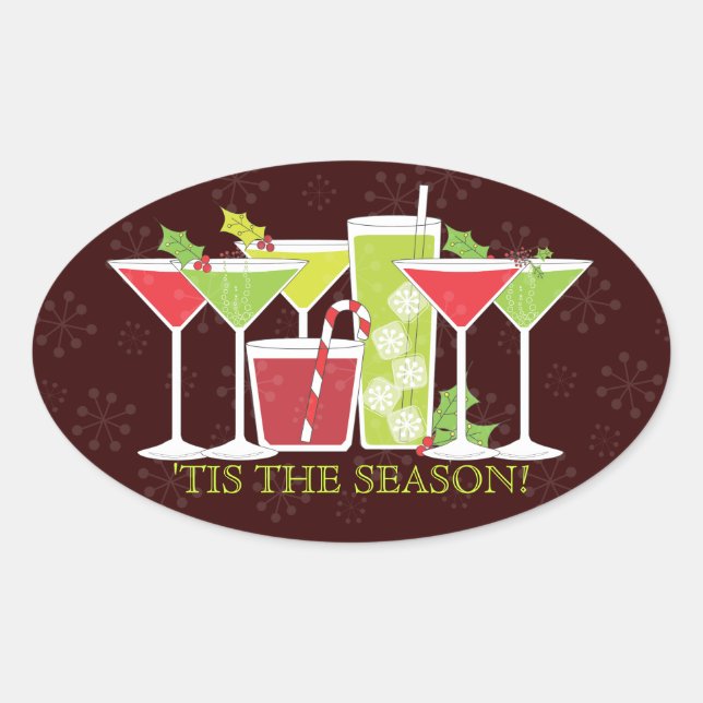 Holiday Cocktail Party Invitation Sticker (Front)