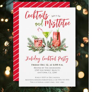 Holiday Cocktail Party Red Green Festive Drinks  Invitation
