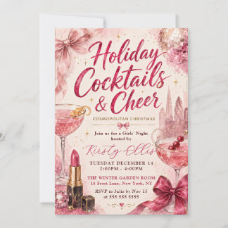 Holiday Cocktails & Cheer Cosmopolitan Christmas Invitation