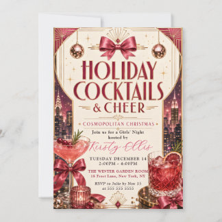 Holiday Cocktails & Cheer Cosmopolitan Christmas Invitation