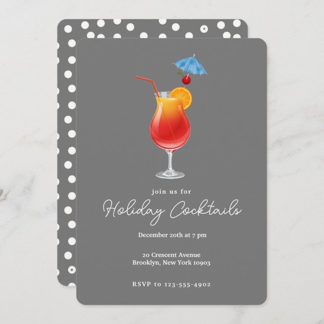 Holiday Cocktails Drinks Christmas Party  Invitation (Front/Back)