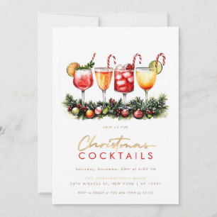 Holiday Cocktails Festive Drinks Christmas Party Invitation