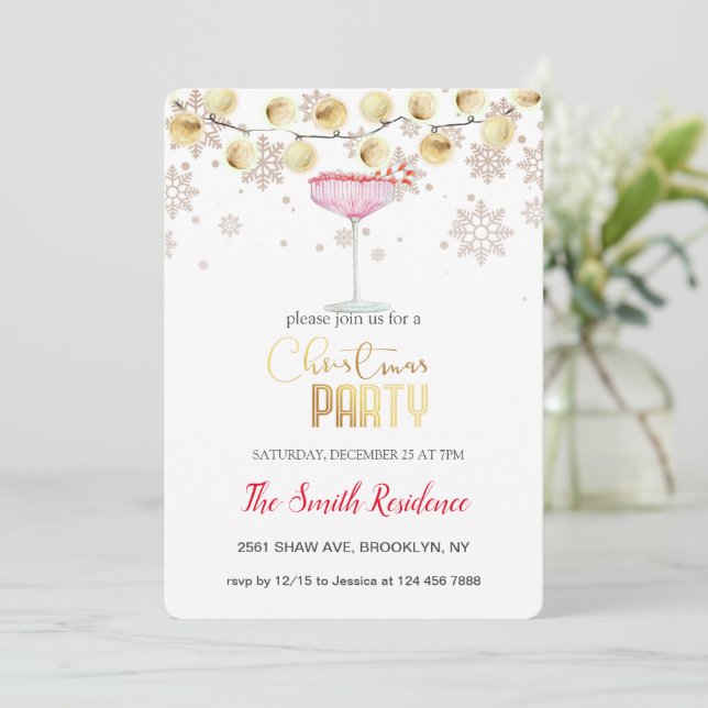 Holiday Cocktails Festive Drinks Cute Invitation (Standing Front)