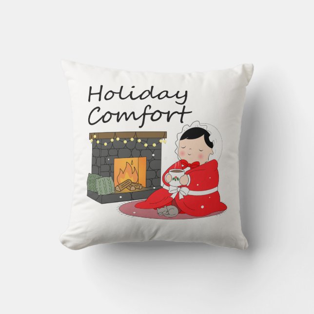 Holiday Comfort - Christmas themed Throw Pillow (Front)