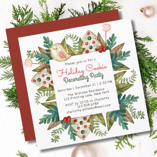 Holiday Cookie Decorating Party Watercolor Invitation