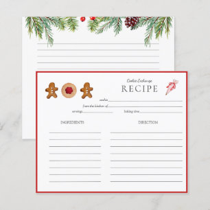 Holiday Cookie Exchange bakers Recipe card