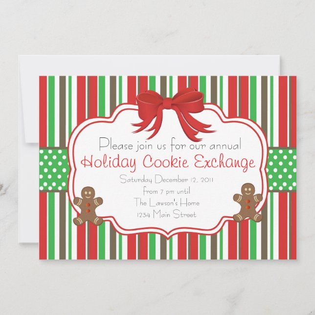 Holiday Cookie Exchange Ginger Bread Men Invitation (Front)