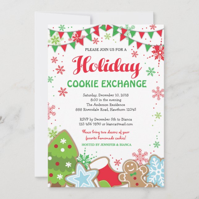 Holiday Cookie Exchange Invitation / Cookie Swap (Front)