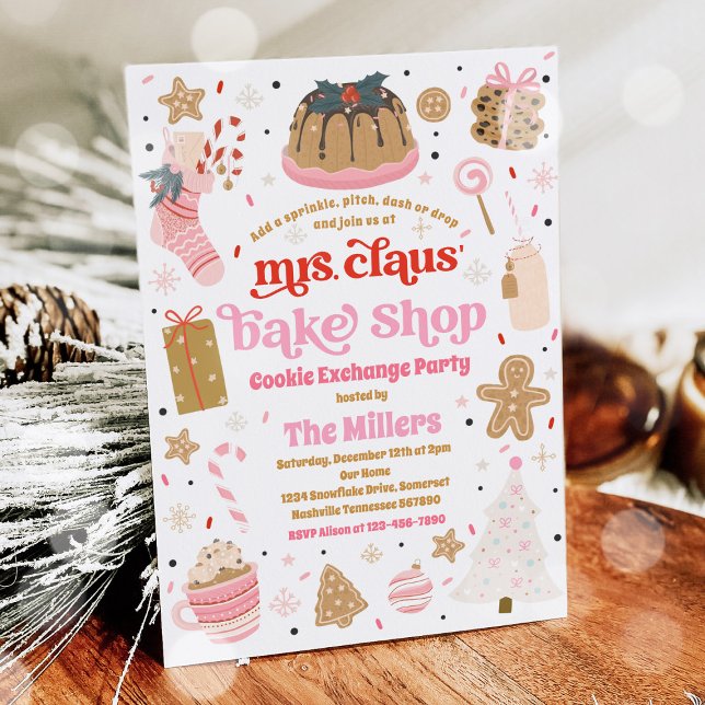 Holiday Cookie Exchange Mrs. Claus' Bake Shop Invitation (Creator Uploaded)