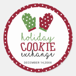 Holiday Cookie Exchange Party Christmas Oven Mitts Classic Round Sticker