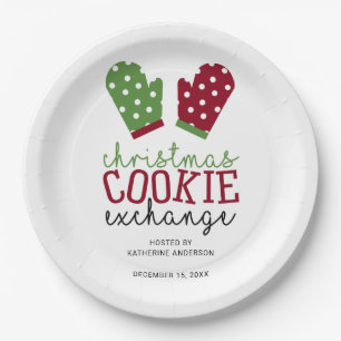 Holiday Cookie Exchange Party Christmas Oven Mitts Paper Plate