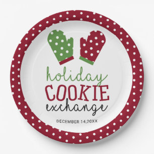 Holiday Cookie Exchange Party Christmas Oven Mitts Paper Plate