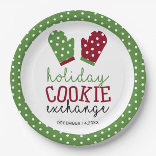 Holiday Cookie Exchange Party Christmas Oven Mitts Paper Plate