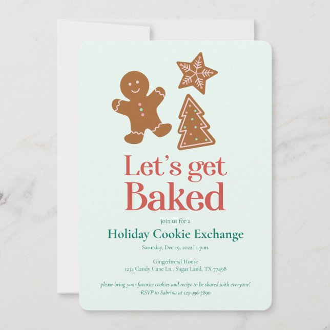 Holiday Cookie Exchange Party | Gingerbread Invitation (Front)