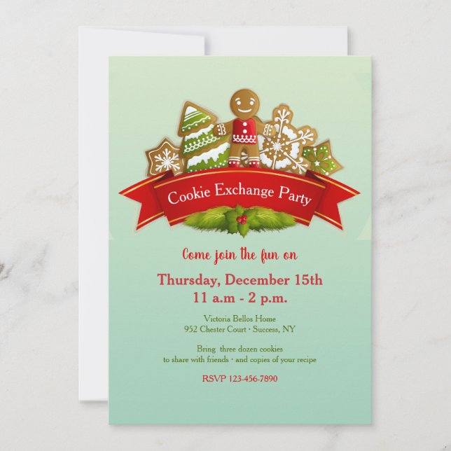 Holiday Cookie Exchange Party Invitation (Front)