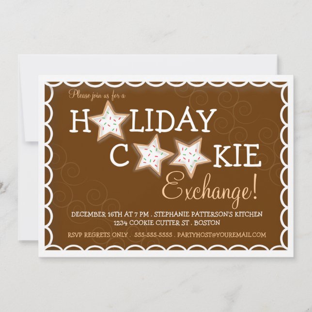 Holiday Cookie Exchange Sugar Cookie Invitation (Front)