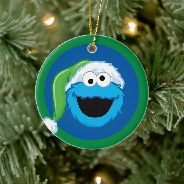 Holiday Cookie Monster Ceramic Ornament (Tree)