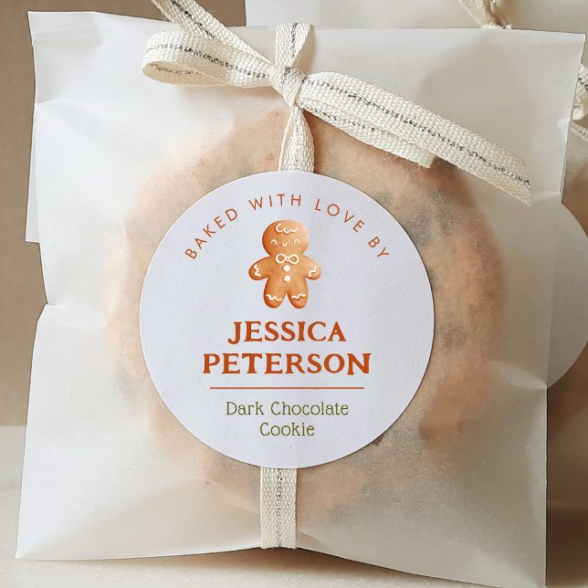 Holiday Cookie Swap Baking Gingerbread Classic Round Sticker (Creator Uploaded)