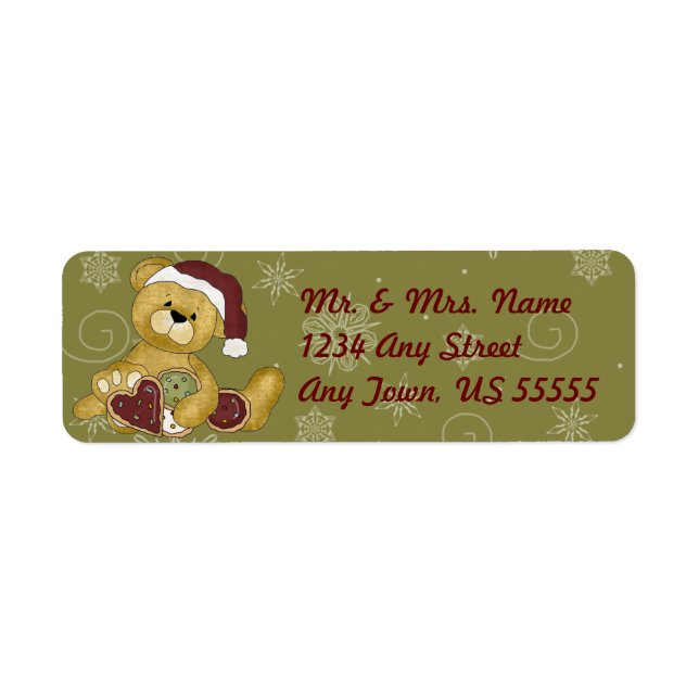 Holiday Cookie Teddy Bear Address Labels (Front)