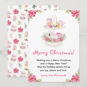 Holiday Cookies and Cocoa Pink Merry Christmas Card