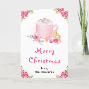 Holiday Cookies and Cocoa Pink Merry Christmas Card