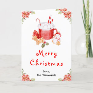 Holiday Cookies and Cocoa Red Merry Christmas Card