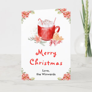 Holiday Cookies and Cocoa Red Merry Christmas Card