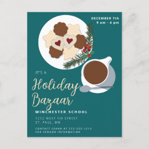 Holiday Cookies & coffee/tea bazaar notice Postcard