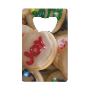 Holiday cookies credit card bottle opener