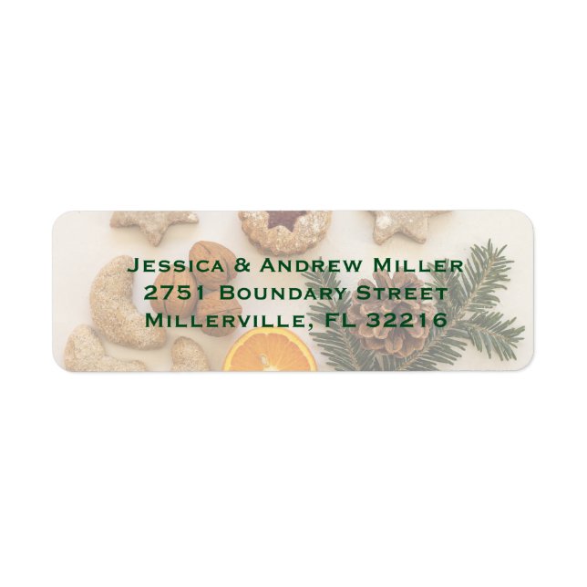 Holiday Cookies Green Christmas Return Address (Front)