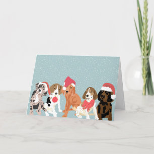 Holiday Coonhound puppies (blank inside) Card