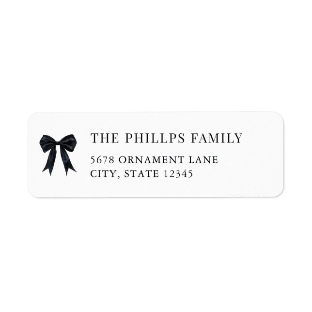 Holiday Coquette Black Bow Return Address Labels (Front)