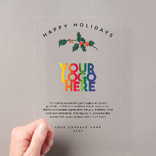 Holiday Corporate Business Logo Christmas Card Acrylic Invitations