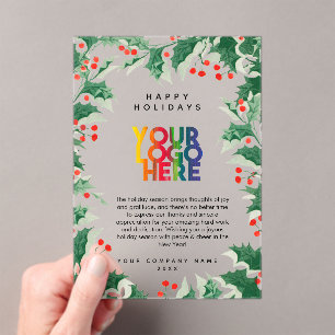 Holiday Corporate Business Logo Christmas Card Acrylic Invitations