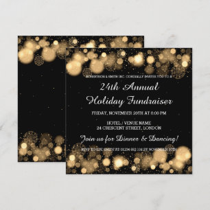 Holiday Corporate Fundraiser Gala Event Gold Invitation