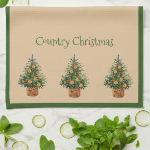 Holiday Country Christmas Vintage Typography Kitchen Towel