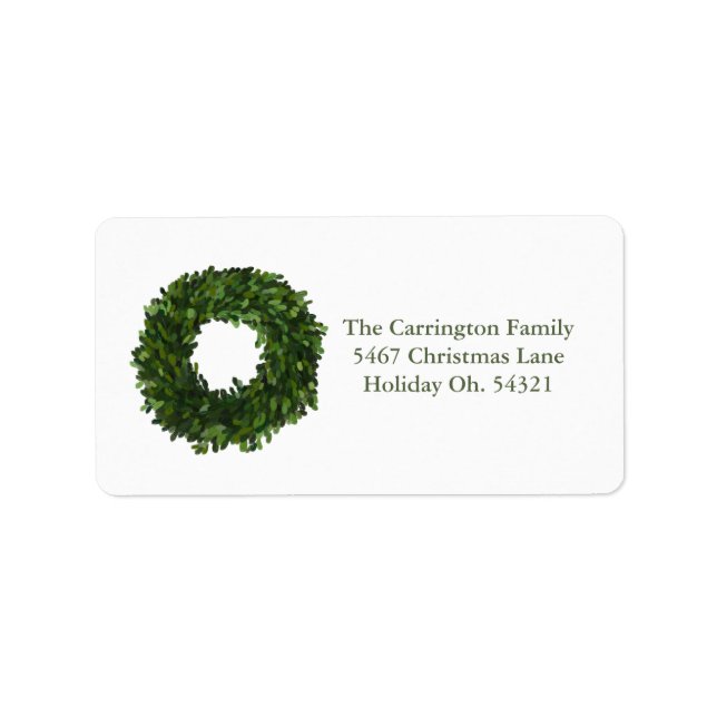 Holiday Country Rustic Boxwood Wreath Address Labe Label (Front)