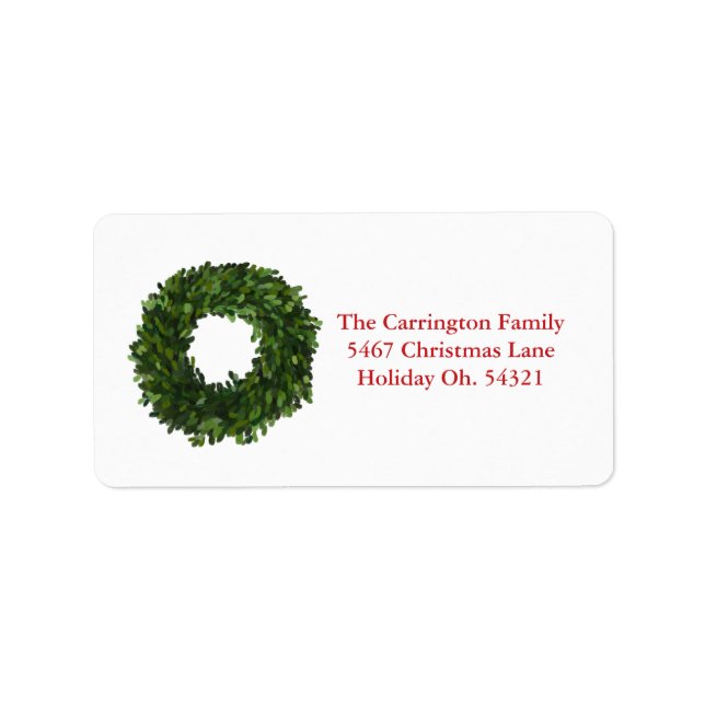 Holiday Country Rustic Boxwood Wreath Address Label (Front)
