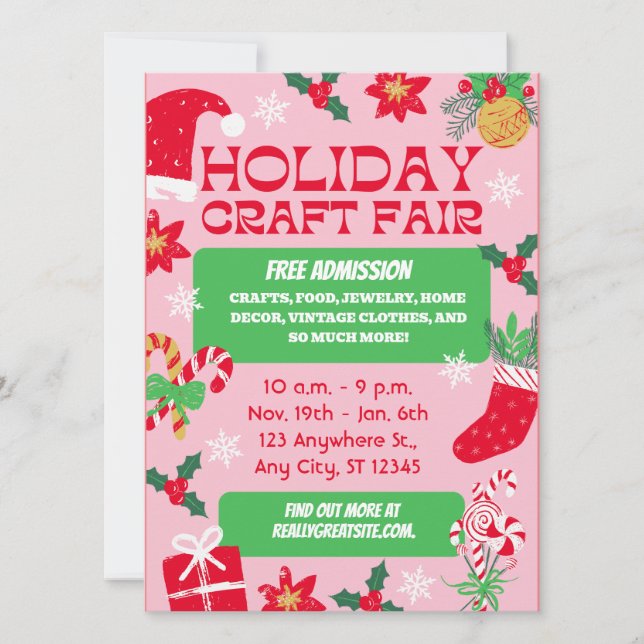 holiday craft fair chritsmas xmas invitation (Front)
